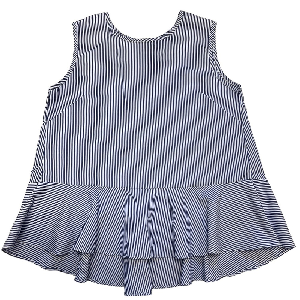 A.Calín by Flying Tomato Blue White Stripe Peplum Top One Size Cotton Blend